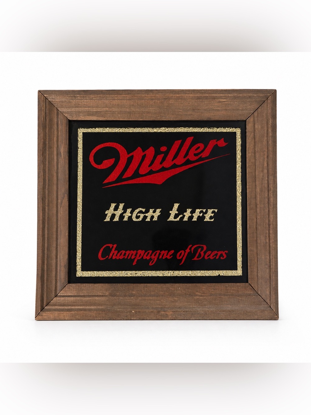 Miller High Life Champagne of Beers Framed Mirror Sign Vintage Bar Decor
